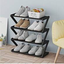 1pc 4-Tier Z-Shaped Plastic Shoe Rack, Freestanding Large Capacity Multi-Functional Storage Organizer, Tool-Free Easy Assembly, Stackable & Space Saving. Holds Shoes, Boots, Sundries; Perfect For Hallway, Wardrobe, Living Room, Bedroom & Dorm - Multicolor - View 3