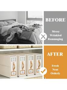 4PCS XL Foldable Fabric Linen Storage Boxes With Handles Large Capacity Neutral Bedding Organizer Space Saving Dustproof Closet Home Organization Gift For Family Christmas Housewarming Must Haves - Multicolor - View 8