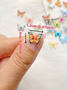 50 PCS Mini Resin 3D Multicolor Butterfly Shiny Glossy Lightweight Adhesive Charms Embellishments For Nail Art Jewelry Wedding Party Scrapbooking Card Making DIY Crafts Projects Home Decor Supplies - Multicolor - View 2