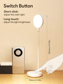 Teckwe 圓形 LED 桌燈，可調光辦公燈，3 色可調，適用於臥室、辦公室、大學宿舍，USB 供電桌燈（不可充電） - 白色 - 查看 7