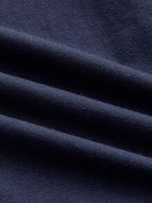 HIMLAND Men's Solid Color Casual Versatile Daily Wear Top - Navy Blue - View 5
