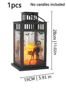 1/2Pcs Halloween Metal Lantern Candle Holders, Vintage Iron Wind Lamp Tealight Holder, Spooky Table Mantel Window Decor For Halloween Party Haunted House - various - View 12