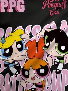 THE POWERPUFF GIRLS X SHEIN 青少年女孩字母卡通印花短袖休閒T恤 - 白色 - 查看 6