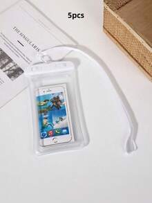 5PCS Universal Waterproof 3D Full Protection Phone Case Pouch Dry Bag With Clear Transparent Window Touch Screen Sensitive Impact Resistant Sealed Zipper Lock Design For Travel Beach Pool Cruise Snorkeling Water Sports Outdoor Hiking Rainy Day - Multicolor - View 6