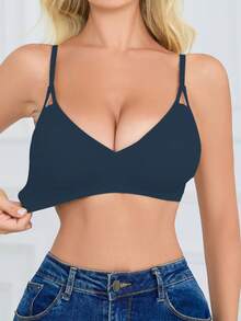 SHEIN 女款無縫內衣，1件 - 藏蓝色 - 查看 8
