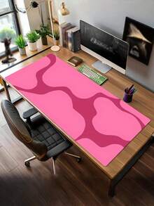 1PC Extra Large Non Slip Rubber Base Washable Polyester Pink Gaming Office Mouse Pad Desk Mat For Computer Keyboard Laptop Home Remote Work Desk Accessory - multicolor - View 6