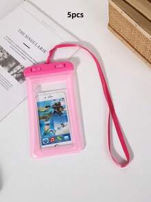 5PCS Universal Waterproof 3D Full Protection Phone Case Pouch Dry Bag With Clear Transparent Window Touch Screen Sensitive Impact Resistant Sealed Zipper Lock Design For Travel Beach Pool Cruise Snorkeling Water Sports Outdoor Hiking Rainy Day - Multicolor - View 2
