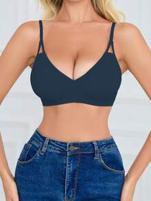 SHEIN 女款無縫內衣，1件 - 藏蓝色 - 查看 6