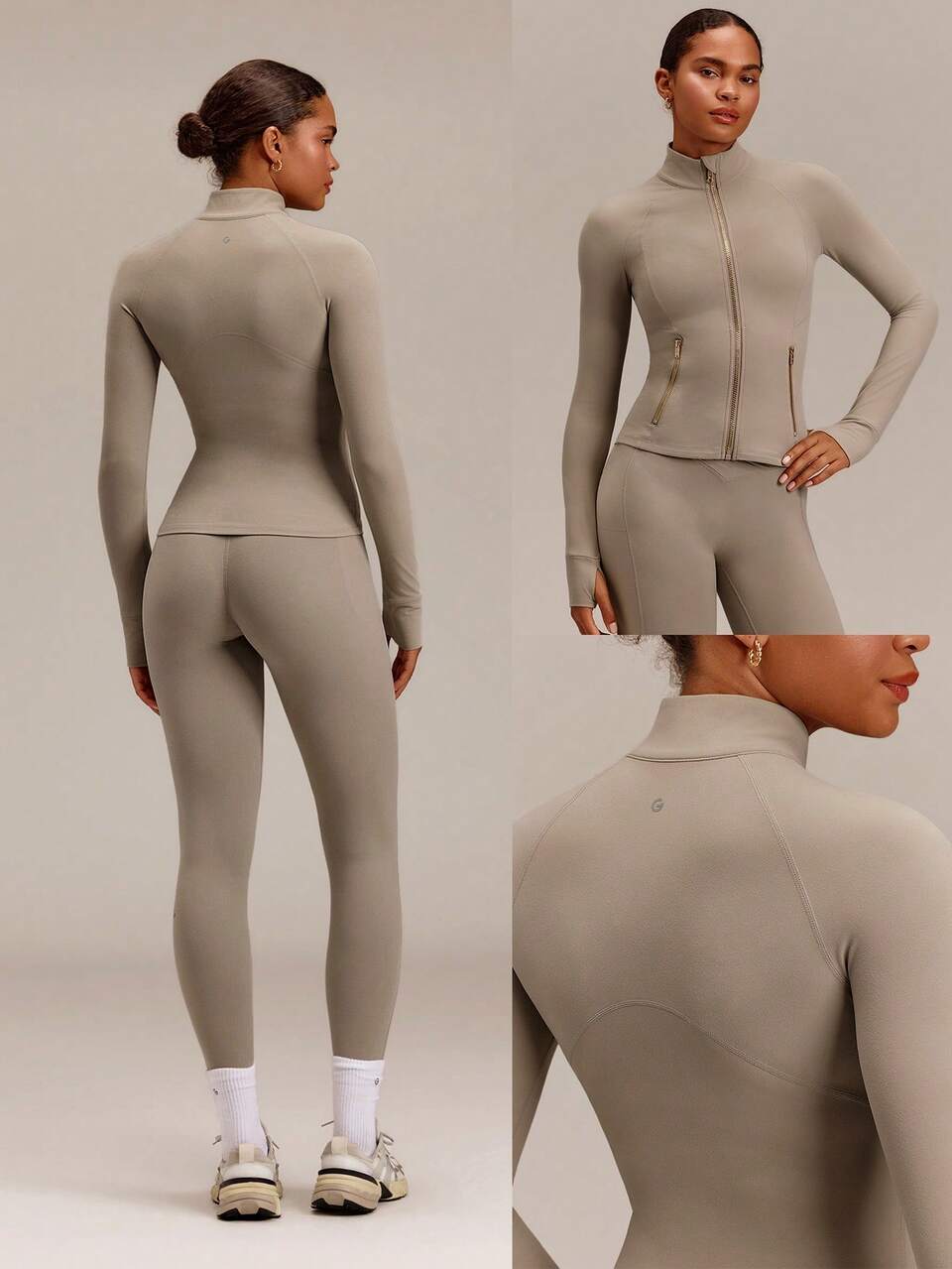 FeatherFit™ Slim-It Streamline Performance Secure Pockets Zip Up Long Sleeve Jacket Low Impact Yoga Pilates Daily Spring Summer