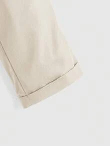 Pantalones largos de unicolor con bolsillo, casuales y versátiles para uso diario, para niño preadolescente - Albaricoque - Ver 3