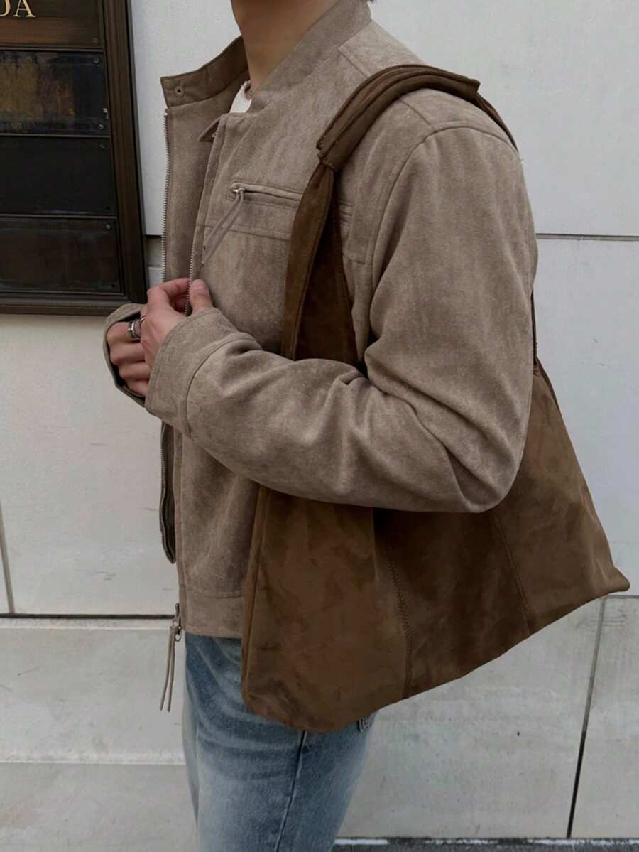 DAZY Brun enfärgad mockajacka och kappa för herrar, höst - Kaki - Visa 1