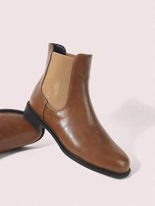 CUCCOO DOLLMOD 女款休閒粗跟短靴，適合日常穿著，聖誕節、情人節、春季鞋款 - 駝色 - 查看 6