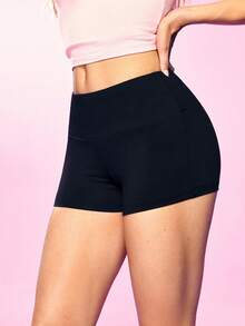 Mean Girls | SHEIN Women's Rhinestone Letter Waistband Base Shorts - Black - View 3