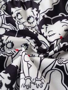 Betty Boop x SHEIN 女款字母腰帶休閒舒適低腰內褲 - 黑與白 - 查看 5