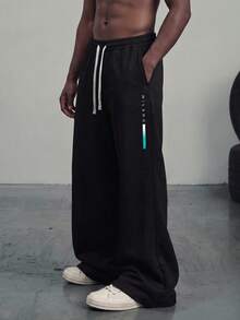 Sport MetroGents Men's Straight Knit Pants, Loose Fit Casual Sweatpants, Versatile For Spring And Autumn - Black - View 1