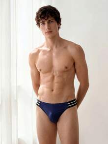 Liftille Men's Solid Color Fashion Briefs, Suitable For Summer  Casual - Navy Blue - View 1