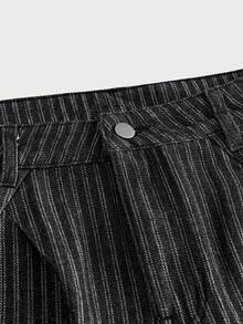 AXEPEAK 男士水洗寬鬆休閒水鑽新款帥氣個性長褲 - 黑色 - 查看 3