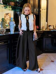 Bela Noronha Women's Summer Vintage Back To School Casual Hippie Street Oversized Black Cargo Pants - Black - View 3
