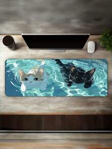 1 Alfombrilla de Ratón Gaming de Tamaño Grande con Escena de Piscina Divertida con Dos Gatitos, Base de Goma Antideslizante y Lavable, Tapete de Escritorio Extragrande para Uso de Oficina, Accesorio de Decoración de Computadora - Multicolor - Ver 4
