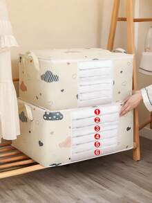 1/2 túi đựng quần áo chăn ga gấp gọn cỡ cực lớn bằng polyester bền, có tay cầm gia cố, khóa kéo đôi, mặt trước trong suốt, túi tổ chức di động tiết kiệm không gian cho tủ quần áo, gầm giường, dọn dẹp nhà cửa, chuyển nhà, ký túc xá, quà tặng cho nam nữ, đồ lưu trữ gia đình thiết yếu - Nhiều màu - Xem 3