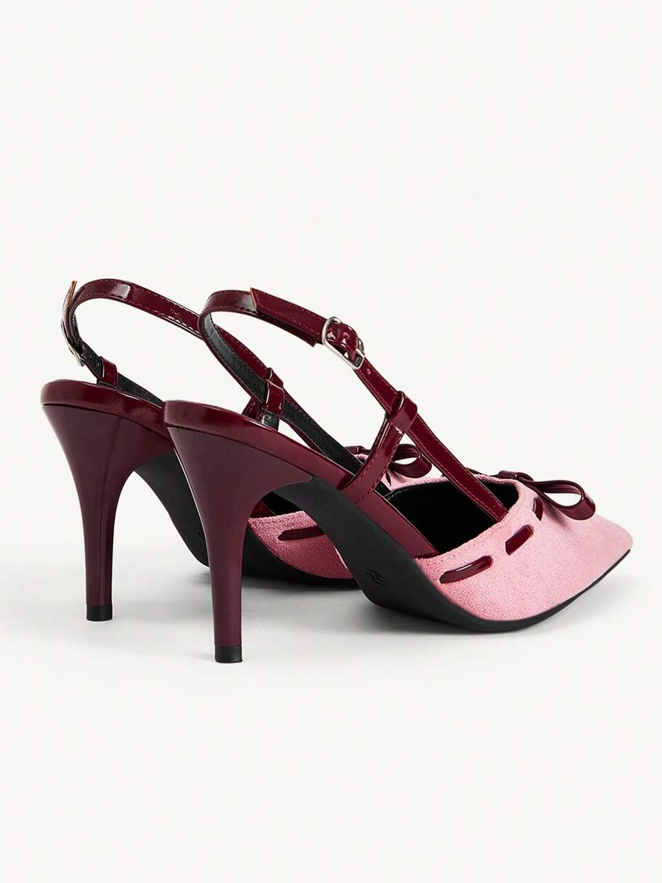 CUCCOO CHICEST Pink Wine Red Pointed Toe Thin Heel Slingback Sandals, Bow Buckle High Heels, Retro Commuter Dating Women's Shoes Fall Shoes