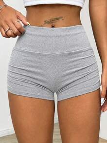 SHEIN EZwear 2件組女款休閒極簡純色百褶單車短褲，適合夏季單車、瑜伽運動、秋季短褲，適用日常通勤、聚會、秋冬春夏、聖誕節、新年、感恩節、派對、婚禮、海灘、畢業典禮、優雅、外出、約會、通勤、情人節、優雅、度假、Y2K - 彩色 - 查看 9