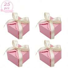 25 pièces Petites boîtes en papier à thème printanier pour bonbons et friandises avec ruban, boîtes cadeaux en papier pour biscuits, fournitures de fête pour anniversaire et mariage - multicolore - Voir 10