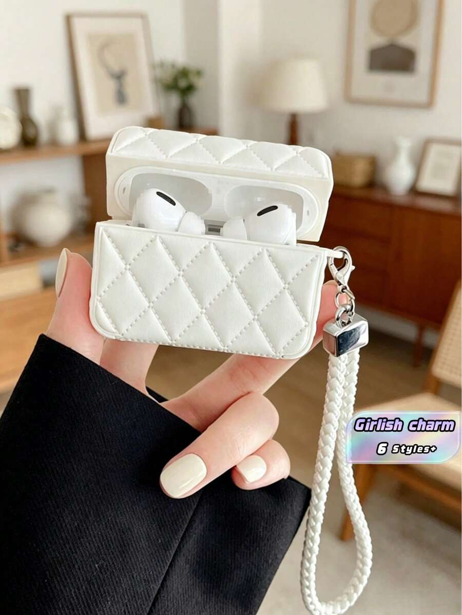 1件裝毛絨蝴蝶結愛心耳機保護套，適用於 Apple 1/2/3/4、Pro 3，附星星吊飾，防震耳機套（不含耳機），秋冬款
