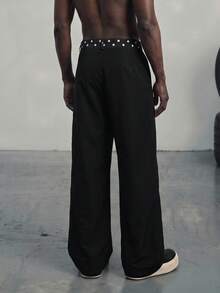 Sport MetroGents Pantalones deportivos largos para hombre con estampado de lunares & letras - Negro - Ver 2