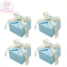 25 pièces Petites boîtes en papier à thème printanier pour bonbons et friandises avec ruban, boîtes cadeaux en papier pour biscuits, fournitures de fête pour anniversaire et mariage - multicolore - Voir 12