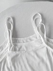 SHEIN 青少年女孩背心與細肩帶背心 3件組 白色 開學季 - 白色 - 查看 4