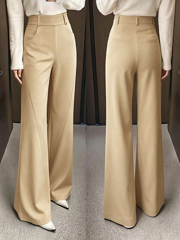 Rafferiza Pantalon élégant pour femmes avec poches avant, pantalon de ville, tenue de bureau, pantalon formel, vacances