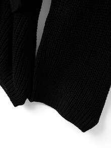 GlowEve CURVE Plus Size Elegant 3D Floral Beaded V-Neck Drop Shoulder Long Sleeve Pullover Sweater Winter - Black - View 7