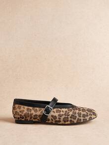 Rosivie Women's Casual Leopard Print Buckle Design Flat Loafers, Versatile For Daily Wear - Brown - View 2