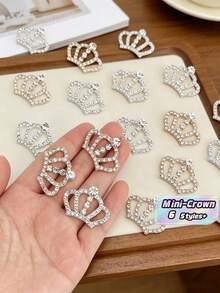 30/60Pcs Mini Crown Shaped Rhinestone Charms, Crystal Crown Decorations For DIY Crafts, Jewelry, Nail Art, Sewing Accessories - multicolor - View 1
