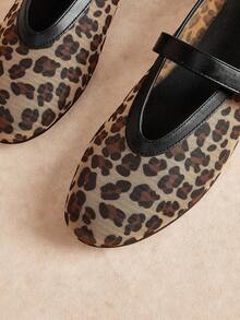 Rosivie Women's Casual Leopard Print Buckle Design Flat Loafers, Versatile For Daily Wear - Brown - View 3