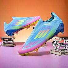 1 Pair New Seamless Soccer/Football & Rugby Cleats, Low-Top Design With Long Heel Studs. Wear-Resistant, Anti-Slip And Excellent Traction, Unisex For Adults - Cadet Blue - View 11