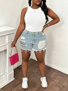 Slaydiva Blusa casual versátil de uso diario para mujer talla grande, color liso, con fruncido y ajuste ceñido - Blanco - Ver 6