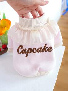 PETSIN 1pc Cat And Dog Universal Clothing, Embroidered Cupcake Lace Ruffle Collar Pet Hoodie, Suitable For Daily Walks, Home Wear, Sweet Cake Style Pet Photos - Pink - View 6