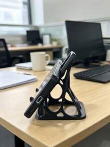1PC 3D Printed Streamlined Bionic Hollow Plastic Style Skeleton Bone Line Gray Phone Stand Desktop Lazy Holder Creative Portable Decorative Universal Mobile Support Fixed Stand For Office Home Desk Gaming Watching Cell Phone Holder Stand - Multicolor - View 2