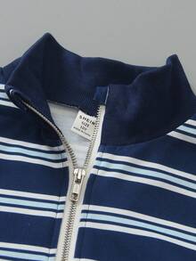 SHEIN 女童高領長袖運動衫與長褲套裝，適合日常穿著 - 彩色 - 查看 4