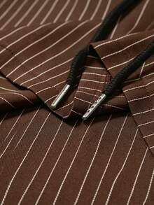 STYNVO Men's Plus Size Striped Short Sleeve Shirt And Shorts Casual Set - Brown - View 6