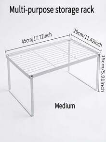 1pc Carbon Steel Countertop Storage Rack - Foldable Wardrobe Organizer, Polished Surface, Space-Saving, Suitable For Kitchen, Dining Room, Bar, Kitchen Tools And Small Items, Minimalist Design, Sturdy Structure, Fits Kitchen Cabinet - multicolor - View 9