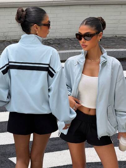 Muchica Spring/Autumn Casual Versatile Blue Jacket