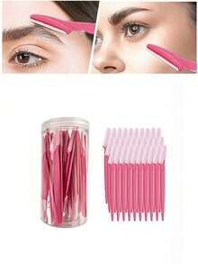 60 Piece Rose Red Eyebrow Trimmer Set, Eyebrow Trimmer/Shaver, Exfoliating Shaving Tool, Body Hair Trimmer And Facial And Eyebrow Shaver Set, Long Handled Blade With Precise Protective Cover, Women'S Eyebrow Trimmer Tool - Hot Pink - View 5