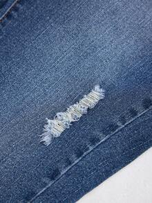 EMERY ROSE Plus Size Skinny Washed Distressed Denim Jeans - Medium Wash - View 7