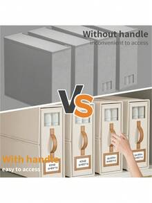 4PCS XL Foldable Fabric Linen Storage Boxes With Handles Large Capacity Neutral Bedding Organizer Space Saving Dustproof Closet Home Organization Gift For Family Christmas Housewarming Must Haves - Multicolor - View 7