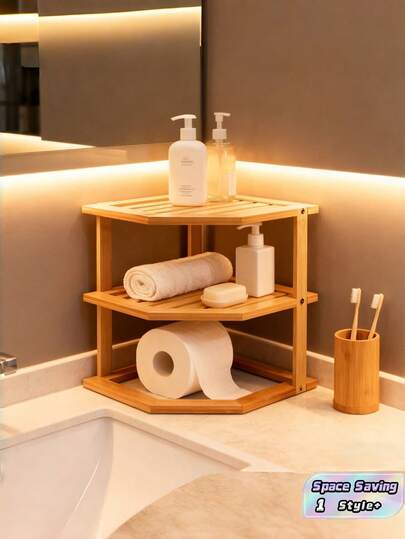 1 PC 3 Tier Corner Shelf Space Saving Sturdy Durable Easy Clean Quick Assembly Multipurpose Storage Rack Organizer For Kitchen Pantry Countertop Cabinet Organization Must Have Home Decor Gift