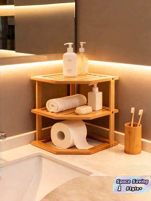 1 PC 3 Tier Corner Shelf Space Saving Sturdy Durable Easy Clean Quick Assembly Multipurpose Storage Rack Organizer For Kitchen Pantry Countertop Cabinet Organization Must Have Home Decor Gift