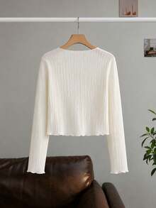 SHEIN 少女可愛開學季優雅碎花印花對比白領荷葉邊短洋裝 - 杏色 - 查看 2